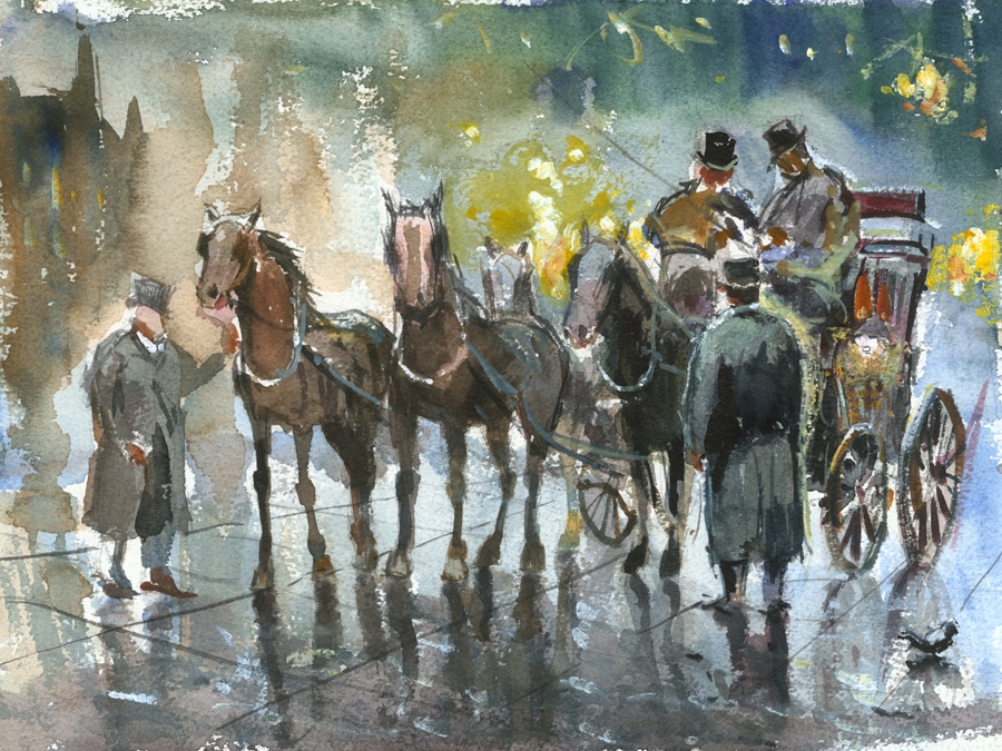 Horses in the Rain